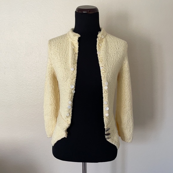 VINTAGE KNIT STYLE BUTTON SWEATER BLAZER TOP - Picture 3 of 16